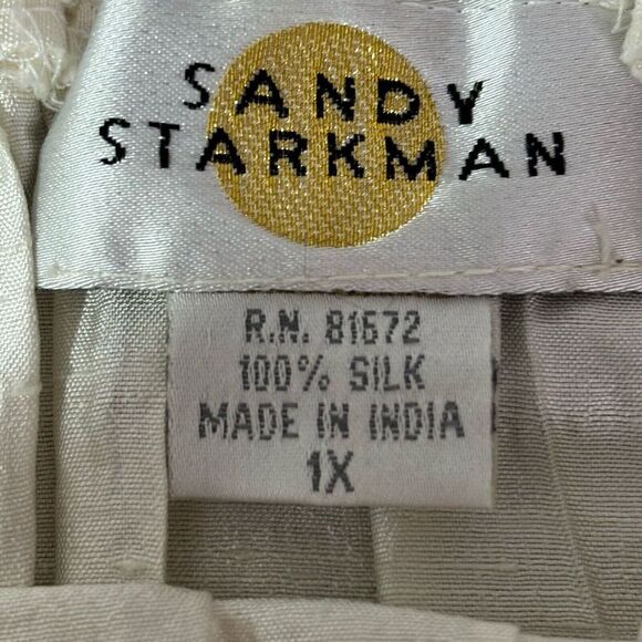 Sandy Starkman Skirt Set Womens 1X White 100% Silk Beaded 3 Piece Vintage - Picture 12 of 16